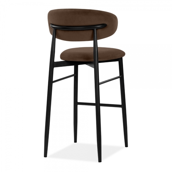 Halston Bar Stool, Mocha Brown Sustainable Velvet