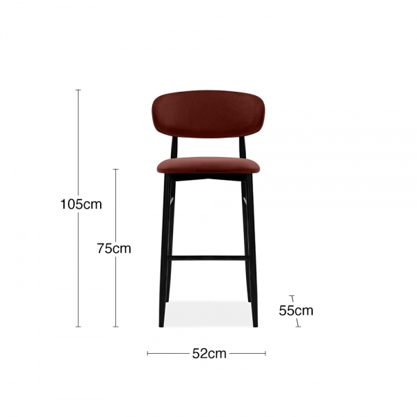 Halston Bar Stool, Rust Sustainable Velvet