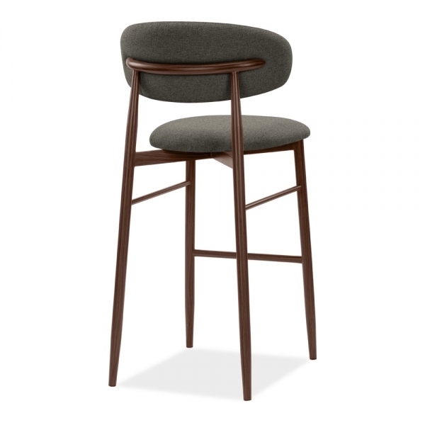Halston Bar Stool, Speckled Grey Sustainable Fabric