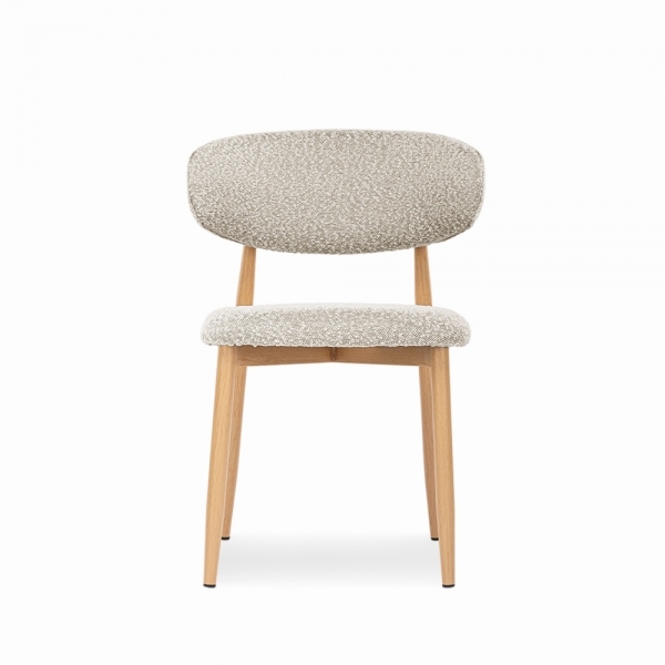 Halston Dining Chair, Speckled Stone Sustainable Boucle & Oak Effect