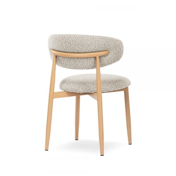 Halston Dining Chair, Speckled Stone Sustainable Boucle & Oak Effect