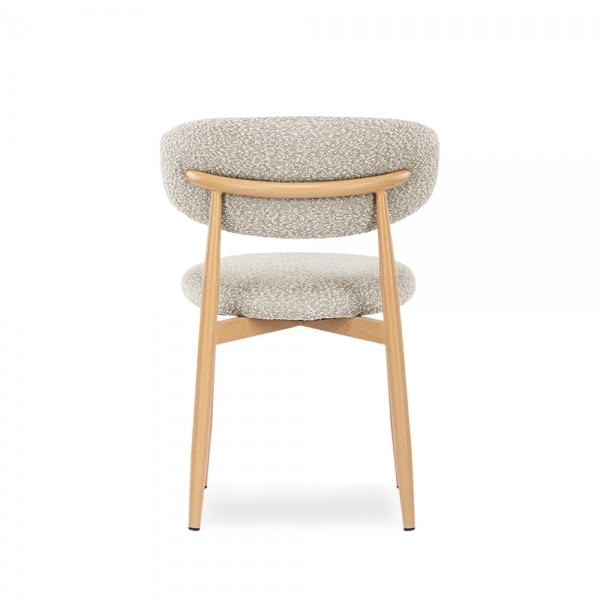 Halston Dining Chair, Speckled Stone Sustainable Boucle & Oak Effect