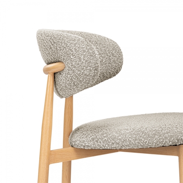 Halston Dining Chair, Speckled Stone Sustainable Boucle & Oak Effect
