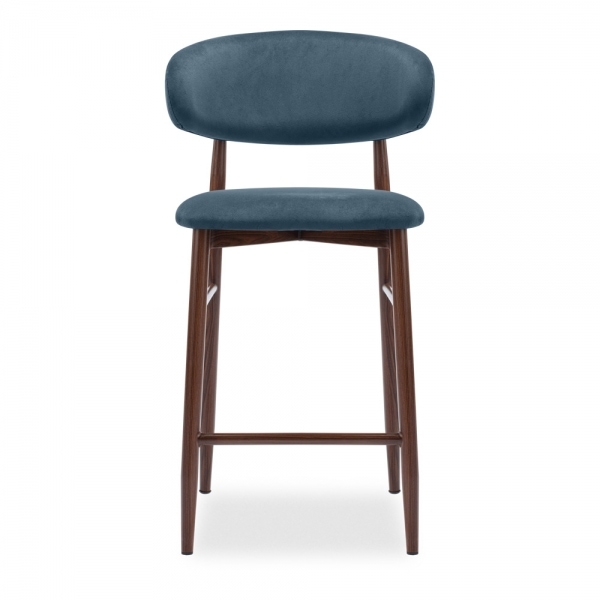 Halston Kitchen Stool, Dust Blue Sustainable Velvet