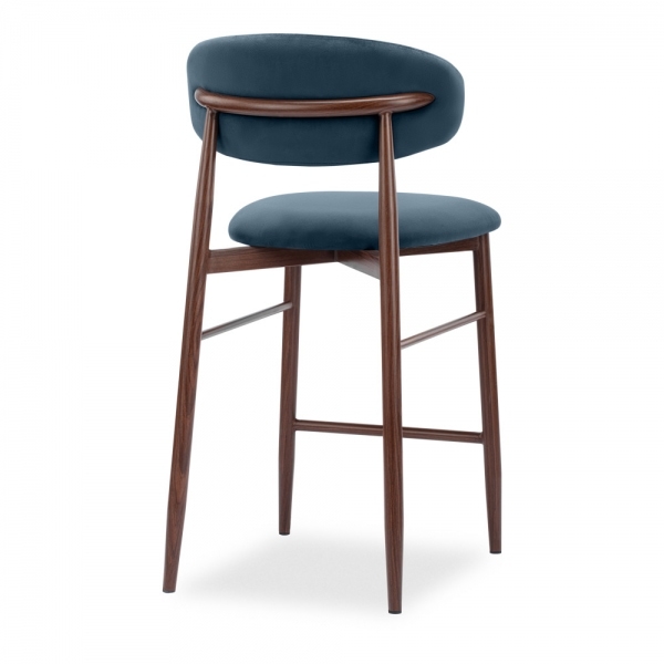Halston Kitchen Stool, Dust Blue Sustainable Velvet