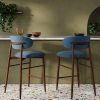 Halston Kitchen Stool, Dust Blue Sustainable Velvet