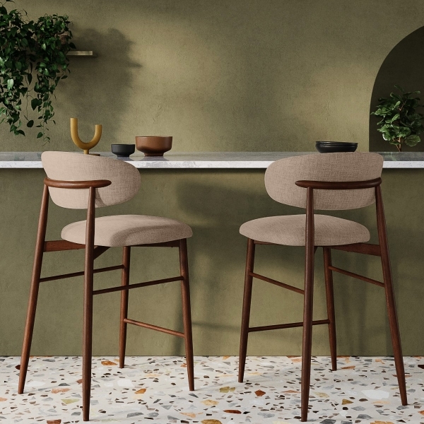 Halston Kitchen Stool, Latte Sustainable Fabric
