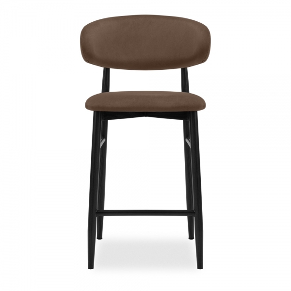 Halston Kitchen Stool, Mocha Brown Sustainable Velvet