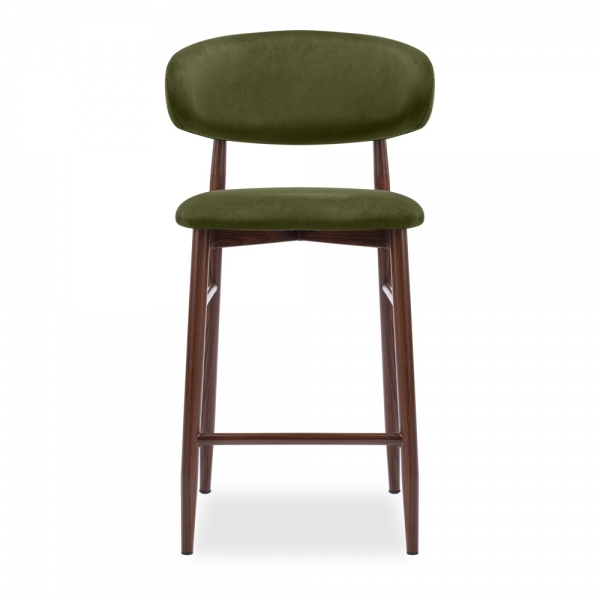 Halston Kitchen Stool, Olive Green Sustainable Velvet