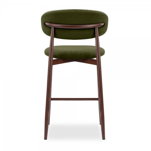 Halston Kitchen Stool, Olive Green Sustainable Velvet