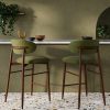Halston Kitchen Stool, Olive Green Sustainable Velvet