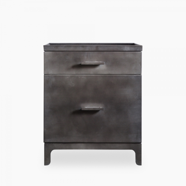 Harlem 2 Drawer Metal Bedside Table, Black