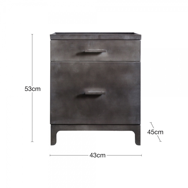 Harlem 2 Drawer Metal Bedside Table, Black