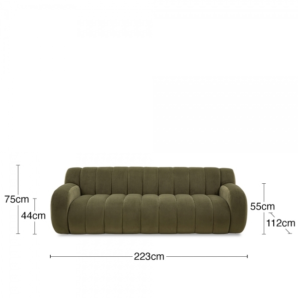 Hattie 3 Seater Sofa, Mossy Green Velvet