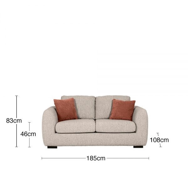 Hayden 2 Seater Sofa, Cream Chenille