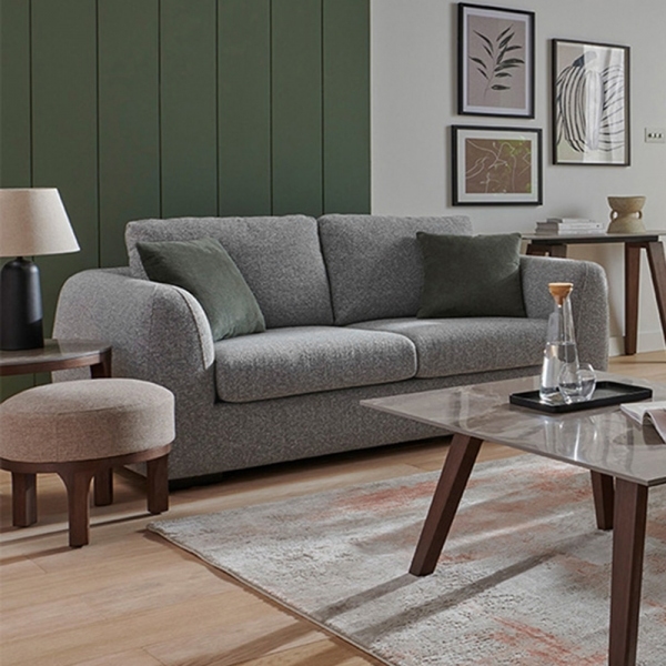 Hayden 2 Seater Sofa, Grey Chenille