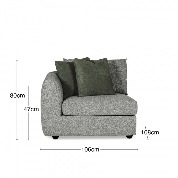 Hayden Left Corner Sofa Section, Grey Chenille