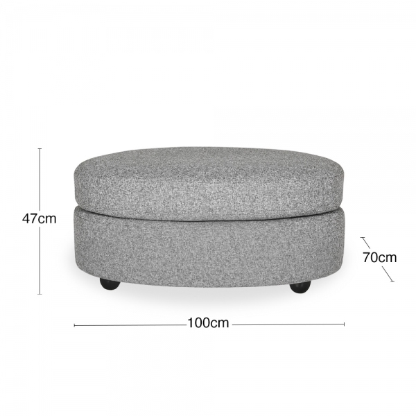Hayden Oval Ottoman, Grey Chenille