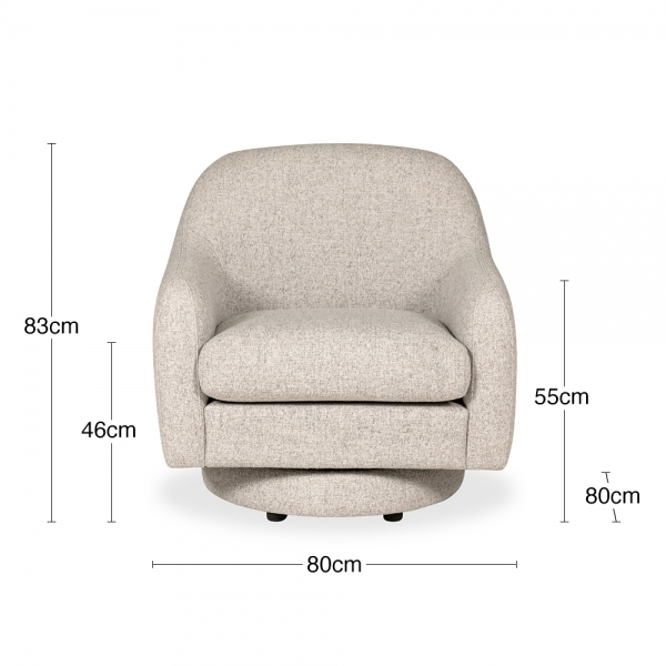 Hayden Swivel Armchair, Cream Chenille