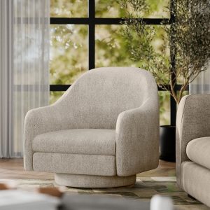 Hayden Swivel Armchair, Cream Chenille