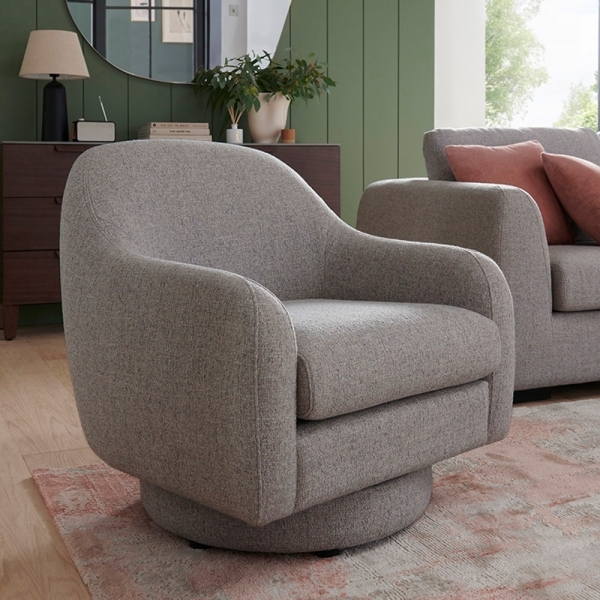 Hayden Swivel Armchair, Grey Chenille