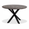 Heaven 4 Seat Round Dining Table, Brown Marble & Black