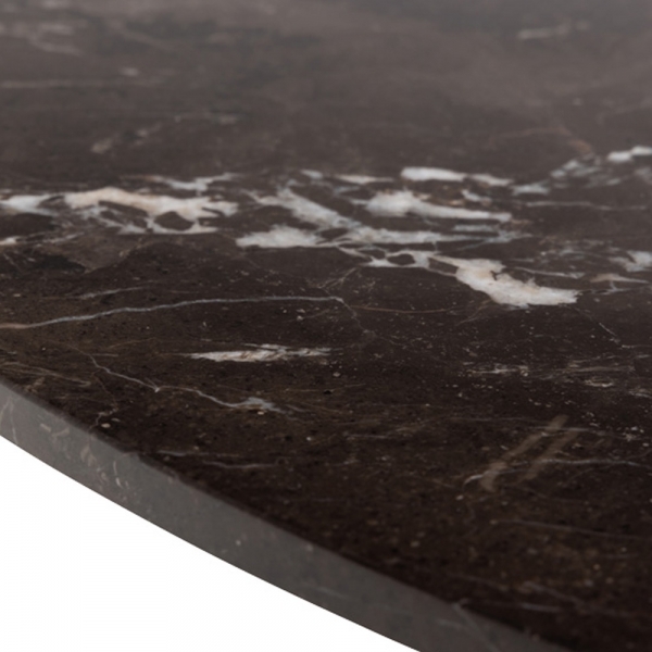 Heaven 4 Seat Round Dining Table, Brown Marble & Black