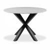 Heaven 4 Seat Round Dining Table, White Marble & Black