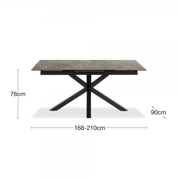 Heaven 6-8 Seat Extendable Dining Table, Dark Grey Ceramic
