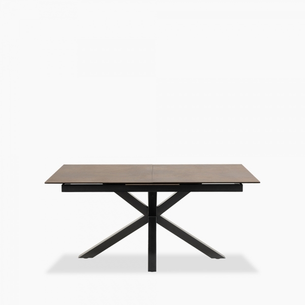 Heaven 6-8 Seat Extendable Dining Table, Rustic Brown Ceramic