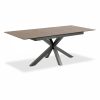 Heaven 6-8 Seat Extendable Dining Table, Rustic Brown Ceramic