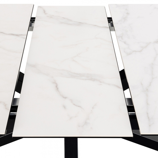 Heaven 8-10 Seat Extendable Dining Table, White Ceramic