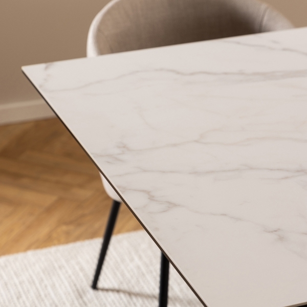 Heaven 8-10 Seat Extendable Dining Table, White Ceramic