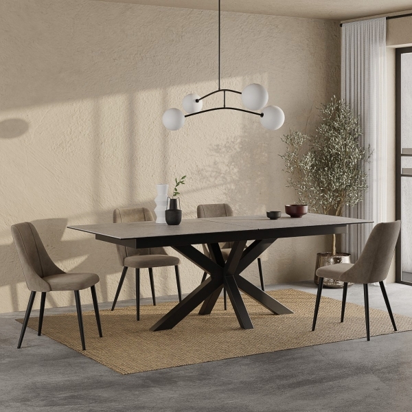Heaven 8-10 Seat Extendable Dining Table, White Ceramic