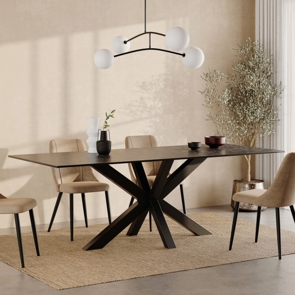 Heaven 8 Seat Dining Table, Dark Grey Ceramic