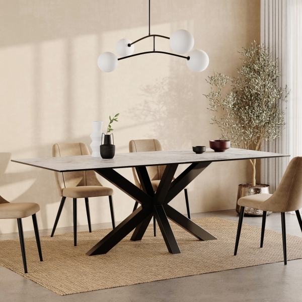 Heaven 8 Seat Dining Table, White Ceramic