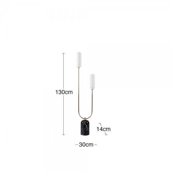 houseof 2 Light Curve Floor Lamp, Olive Green Marble