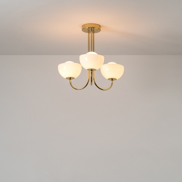 houseof 3 Light Bowl Ceiling Light, Brass