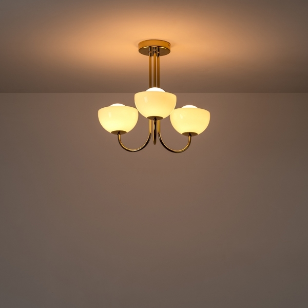 houseof 3 Light Bowl Ceiling Light, Brass