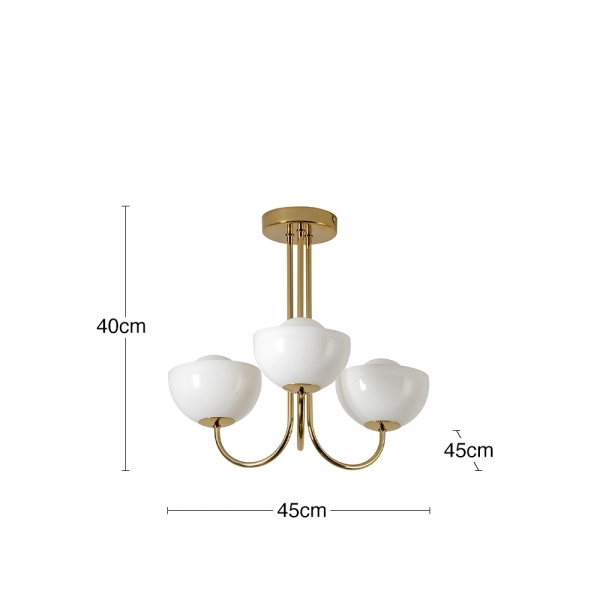 houseof 3 Light Bowl Ceiling Light, Brass