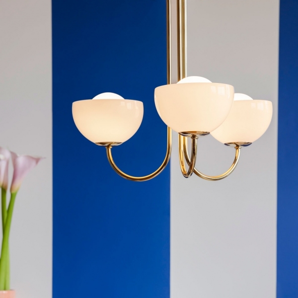 houseof 3 Light Bowl Ceiling Light, Brass