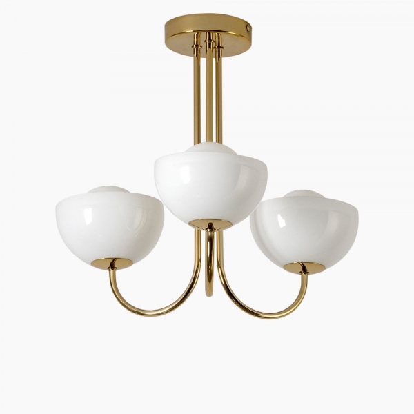 houseof 3 Light Bowl Ceiling Light, Brass