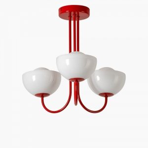 houseof 3 Light Bowl Ceiling Light, Jam Red
