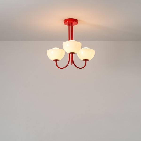 houseof 3 Light Bowl Ceiling Light, Jam Red