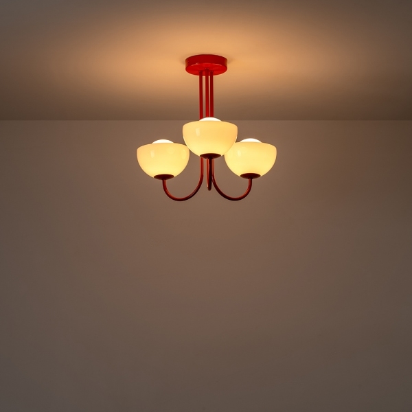 houseof 3 Light Bowl Ceiling Light, Jam Red