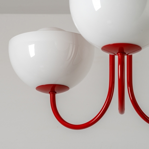 houseof 3 Light Bowl Ceiling Light, Jam Red