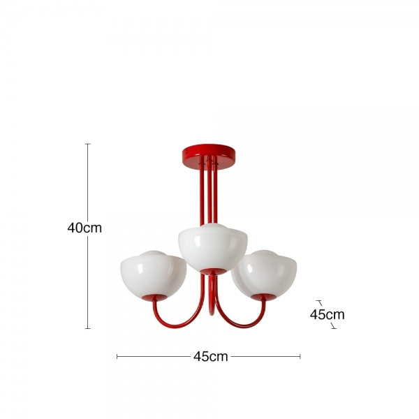 houseof 3 Light Bowl Ceiling Light, Jam Red