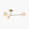 houseof 3 Light Flush Ceiling Light, Brass