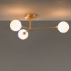 houseof 3 Light Flush Ceiling Light, Brass