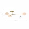 houseof 3 Light Flush Ceiling Light, Brass